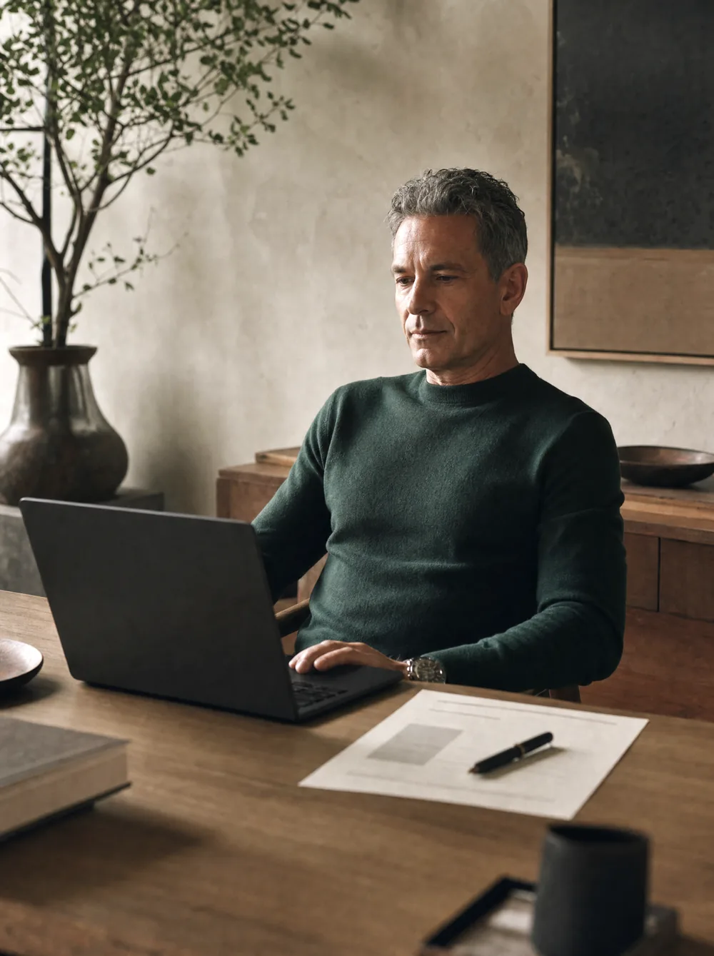 Illustrative concept of a person reviewing AI-assisted work; not a photograph of a past class or client engagement.
